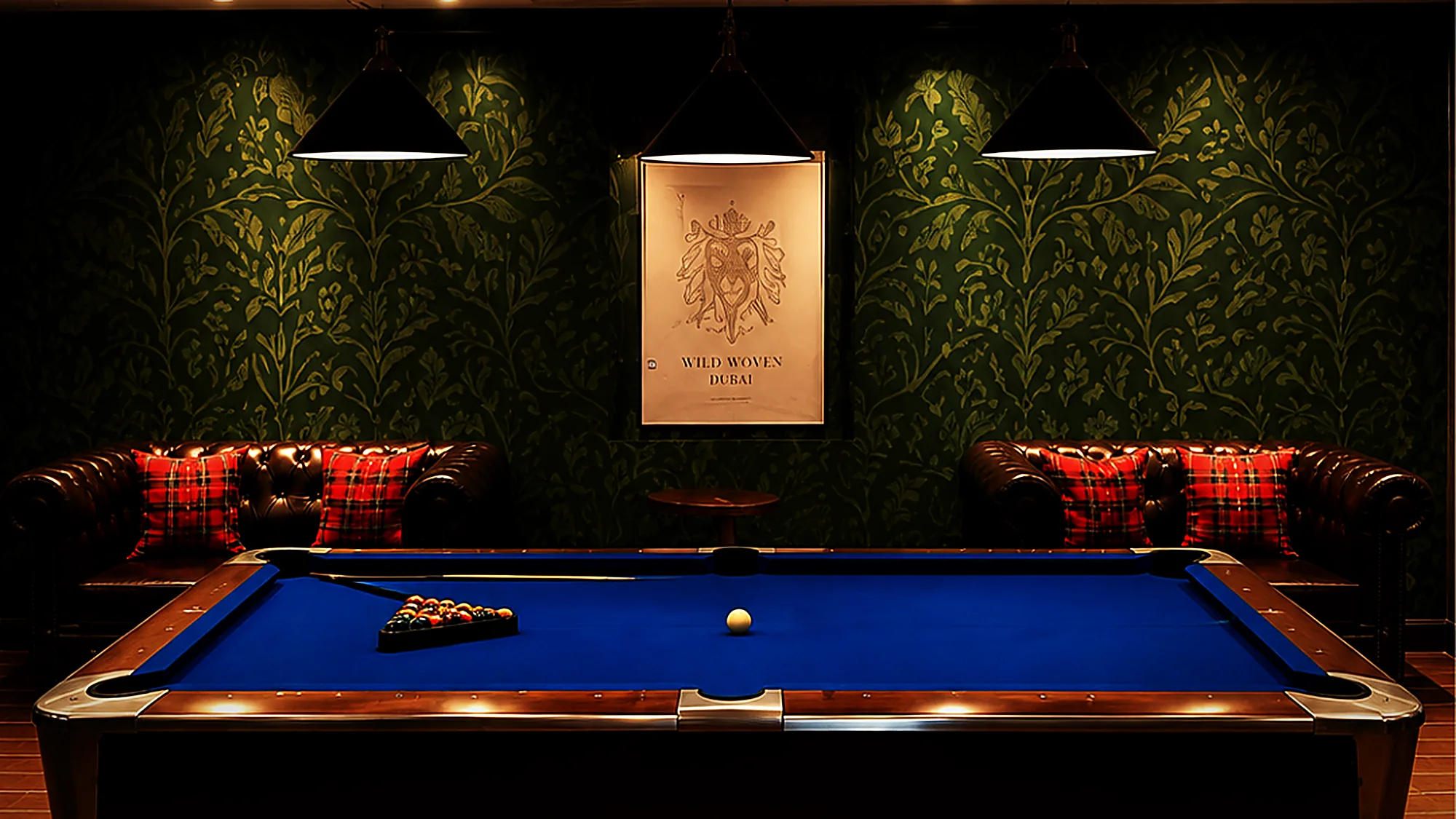 The Wild Woven games room in low light